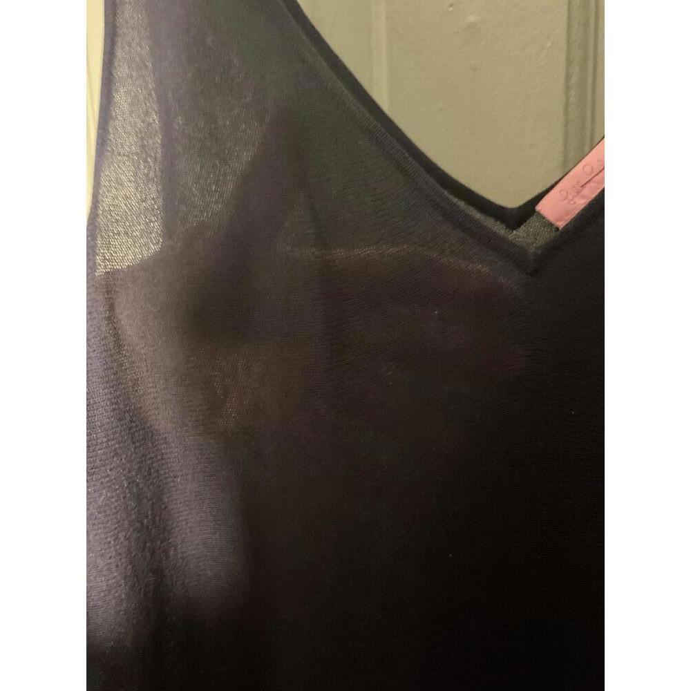 Lilly Pulitzer Navy V-Neck Semi Sheer Knit Swim Coverup with Fringe XL - Picture 5 of 8